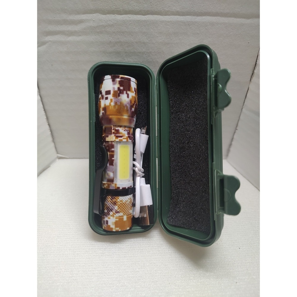 Scalable Led‎ Flashlight 3 Mode White Light UsB Rechargeable Camouflage Brown